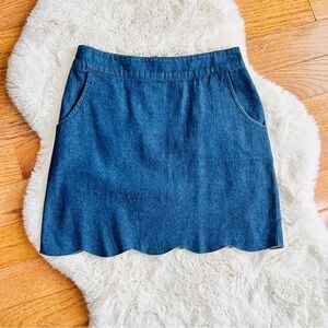 Sawyer denim scalloped hem mini skirt